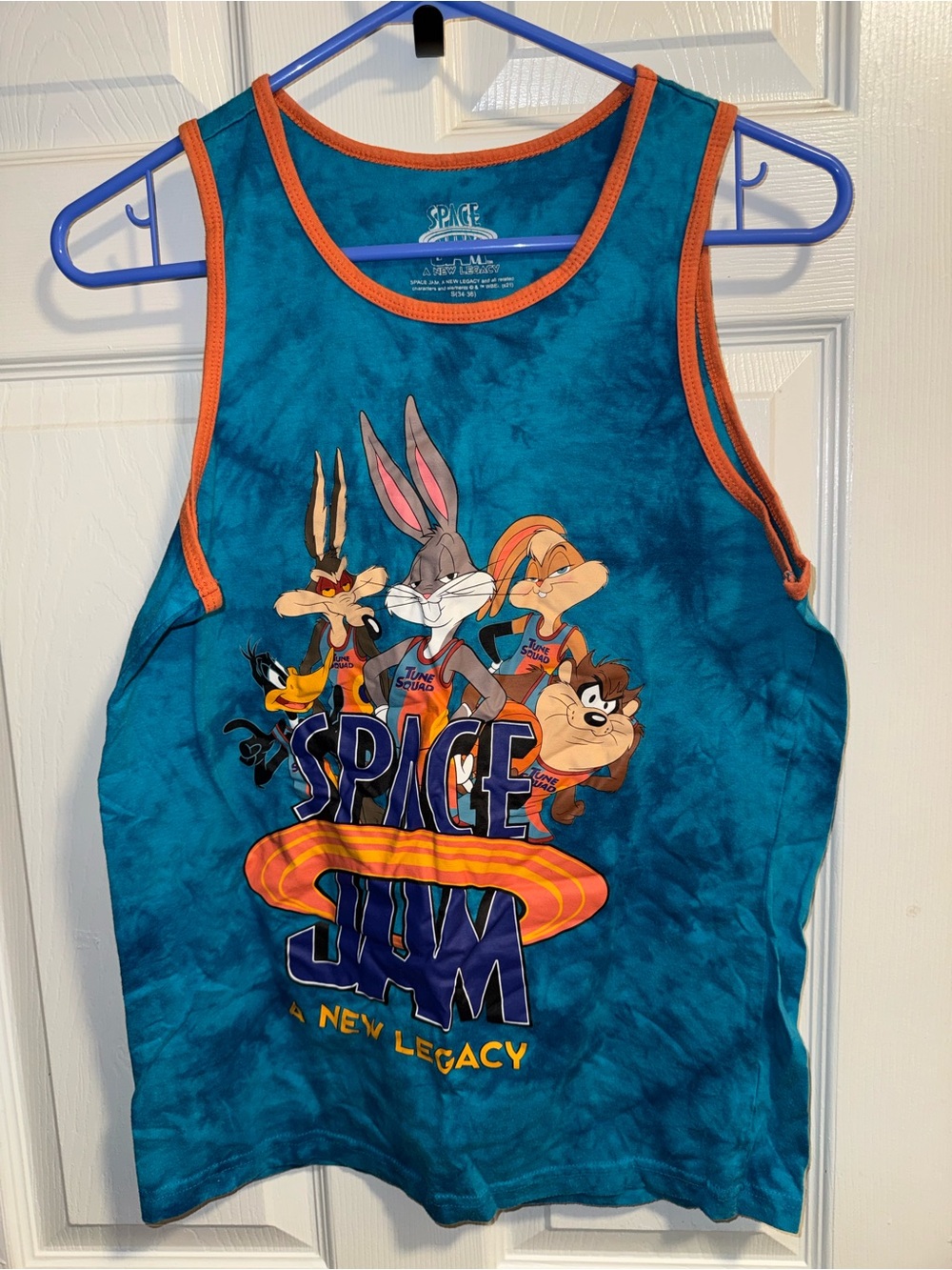 Legacy Teal Tie-Dye Space Jam Tank with Orange Trim